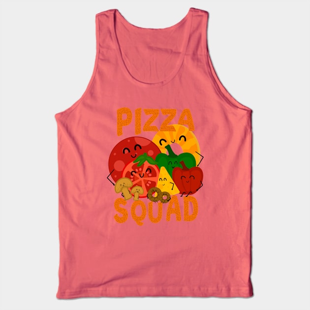Pizza Squad, Pizza Ingredients for Pizza Lover Funny Tank Top by Andrew Collins
